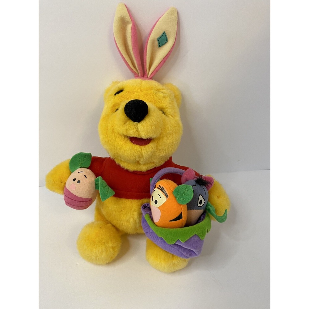 Mattel 1999 Winnie the Pooh & Friends Plush Easter w/Basket 9" Eeyore Tigger‎